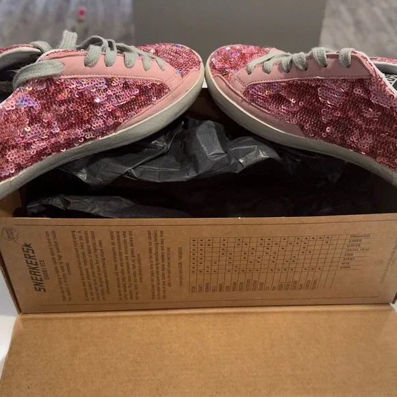 Golden Goose Pink Glitter Sneakers with Gray Star - Picture 4 of 9